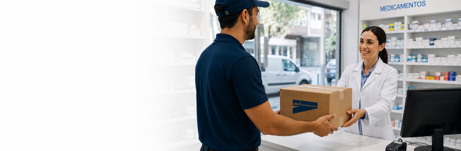 Repartidor de phs Pharmaservice entregando pedidos a farmacias